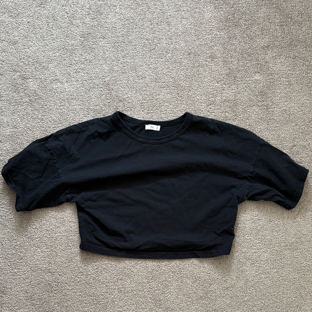 TNA Black Cropped Boxy Tee